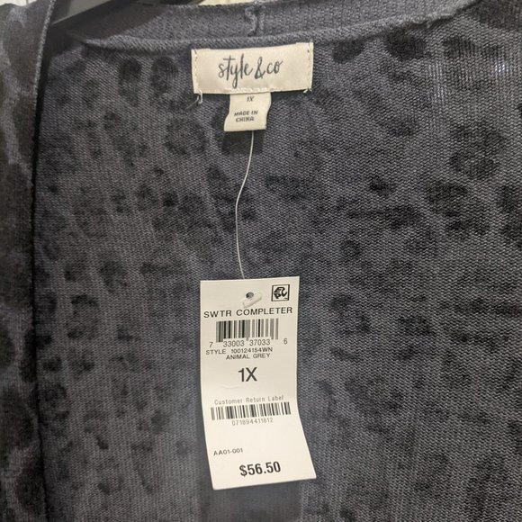Style & Co Plus Size Animal Print Cardigan - 1X - Picture 4 of 11